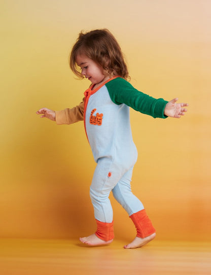 Terry Long Sleeve Romper / Zoo Crew Blue