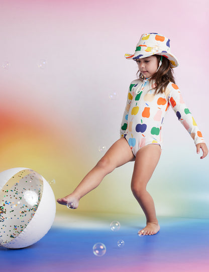 Long Sleeve Zip Bather / Tiny Orchard
