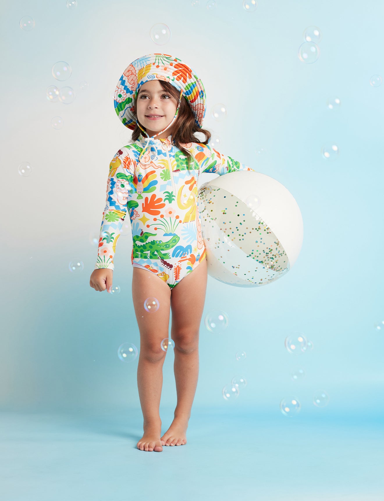 Long Sleeve Zip Bather / Tropicool