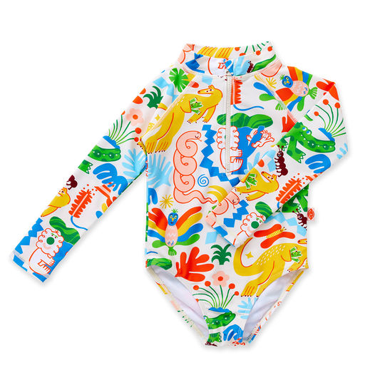 Long Sleeve Zip Bather / Tropicool