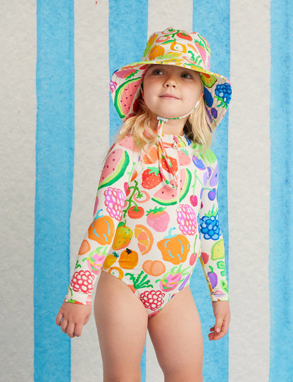 Long Sleeve Zip Bather Eat The Rainbow
