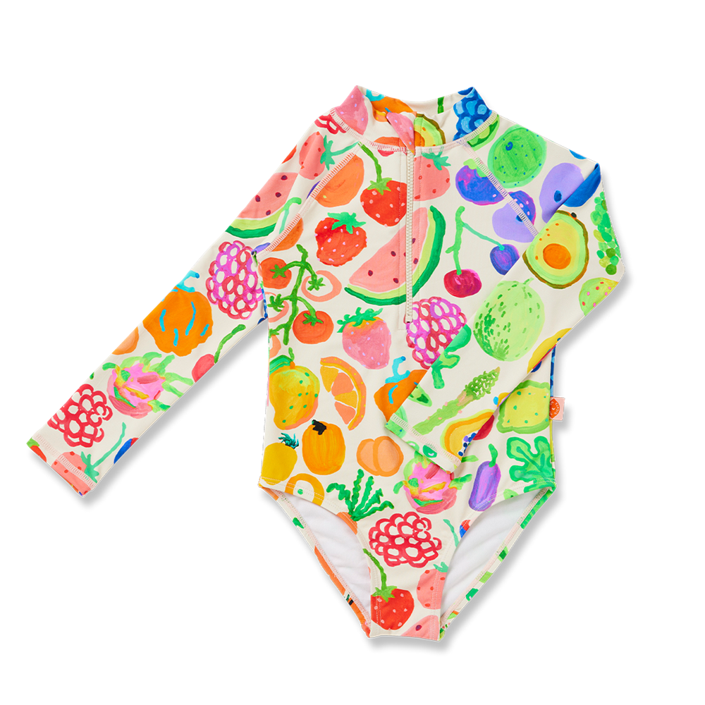 Long Sleeve Zip Bather Eat The Rainbow