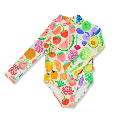 Long Sleeve Zip Bather Eat The Rainbow