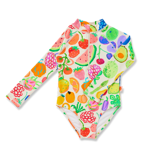 Long Sleeve Zip Bather Eat The Rainbow