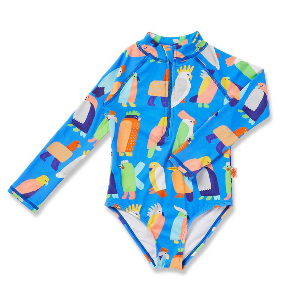 Long Sleeve Zip Bather Flamin' Galahs