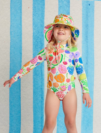 Long Sleeve Zip Bather Eat The Rainbow