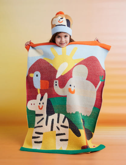Fluffy Knit Baby Blanket / Zoo Crew