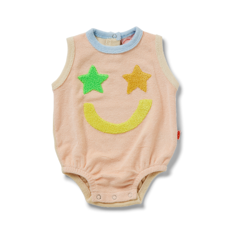 Halcyon Nights Terry Long Sleeve Bodysuit - Stars Pink