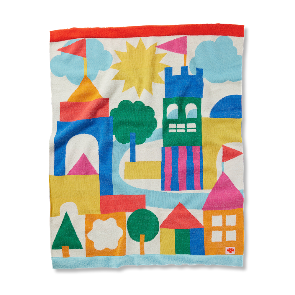Baby blanket with castle print