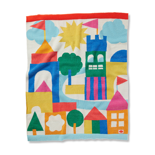 Baby blanket with castle print